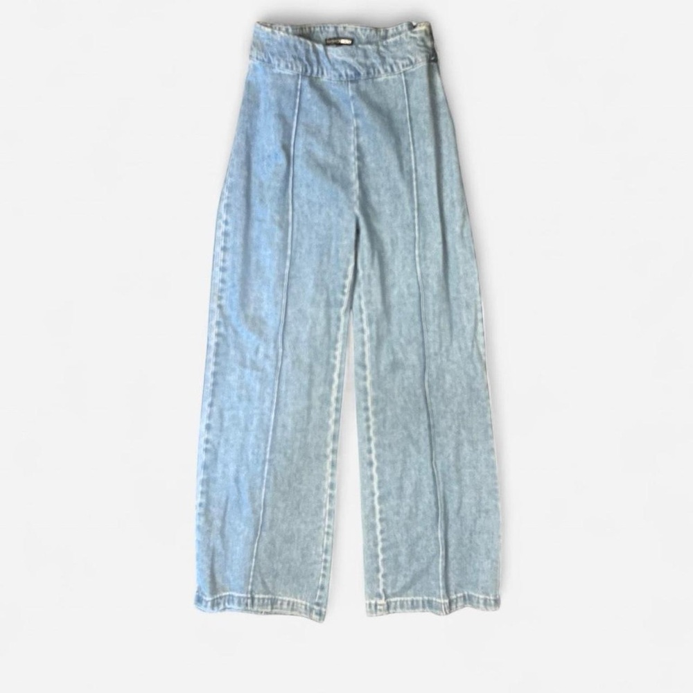 Front-Seam Flare Jeans Side Zip — XL / Blue Denim (No Front Buttons)